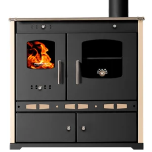 Holzofen P. Eco LUX Ivory - 7.38 kW Gusseisenplatte Kochherd Kaminofen