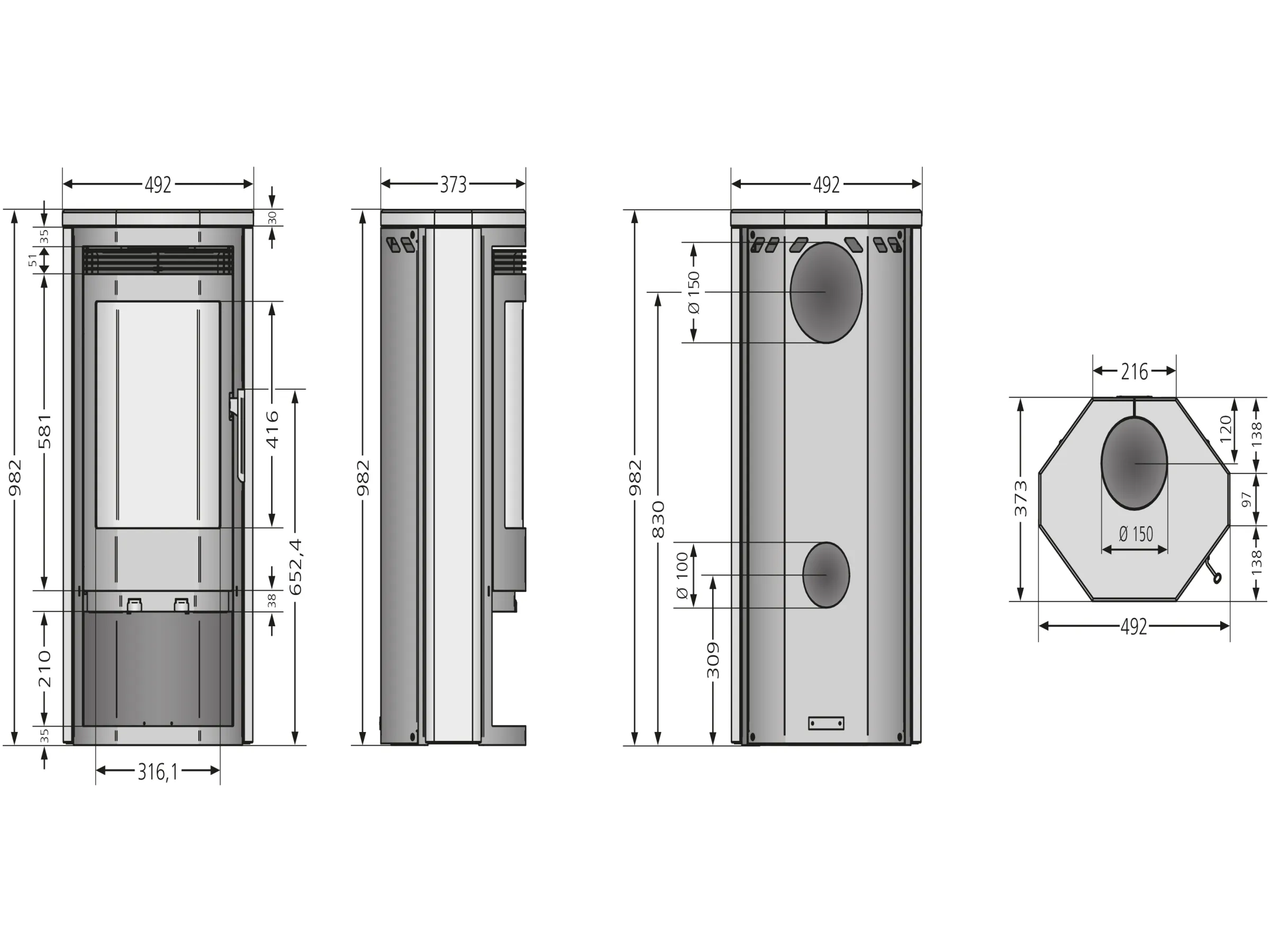 Justus Usedom 5 Kaminofen Stahl 5 kW – Bild 3