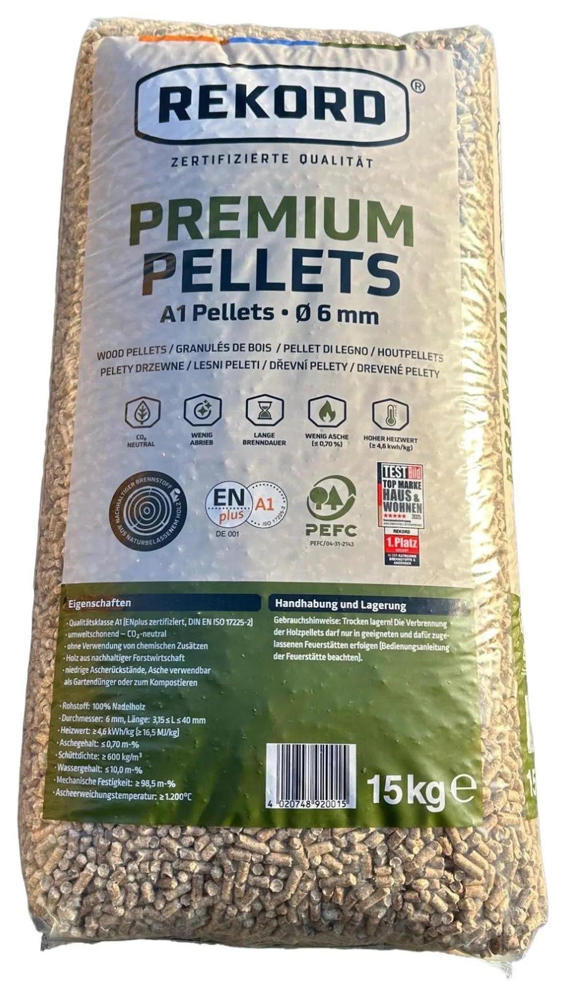 REKORD Premium Holzpellets A1 ENplus - Palette 990 kg, mit telefonischer Ankündigung – Bild 2