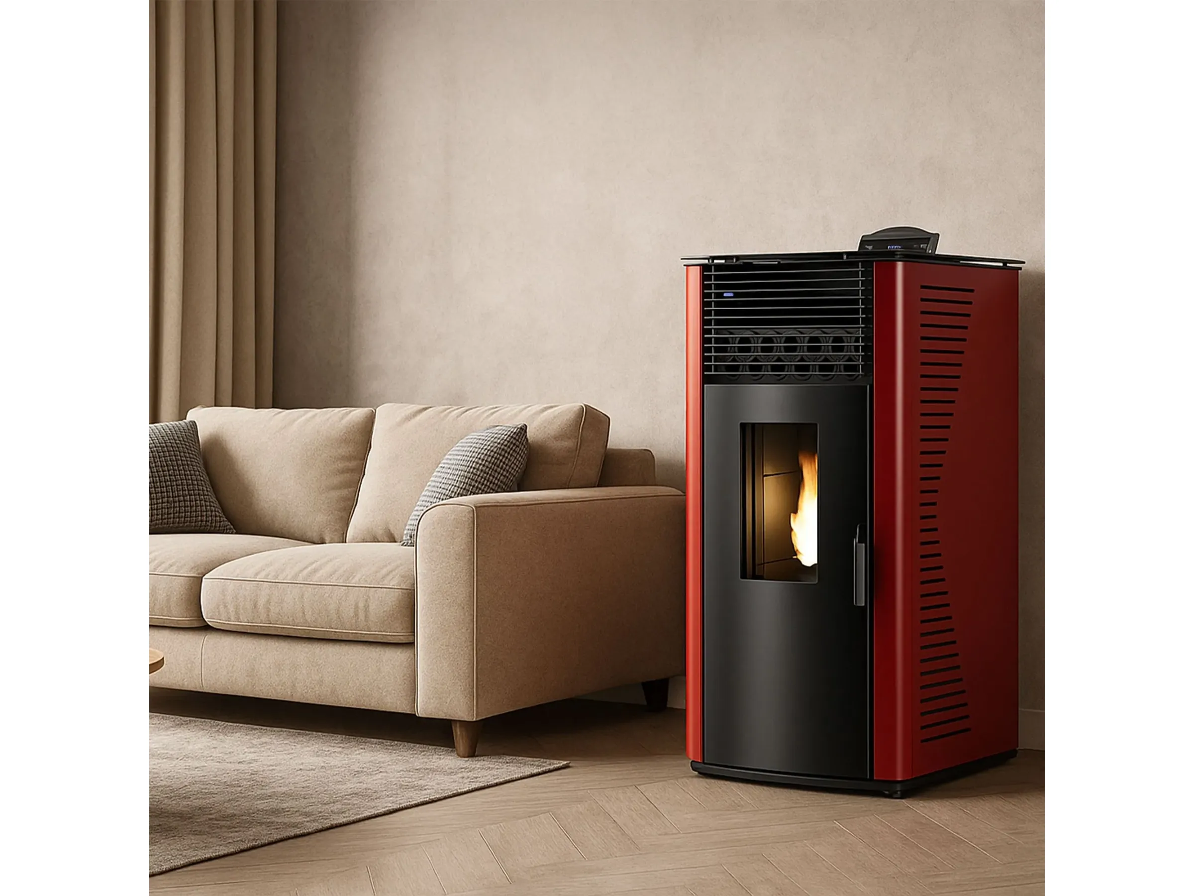 Sannover Pelletofen Anita 12 kW Bordeaux – Bild 3